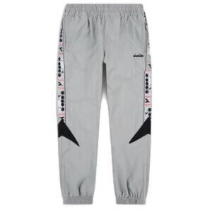 Diadora Grey Joggers Medium Windbreaker Pants Lined Stretch Waist / Draw String